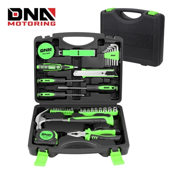 DNA Motoring 00015 Green 46 PCs Home Tool Set Electonic Repair Precision Screwdriver Voltage Tester Hammer Plier DIY Kit