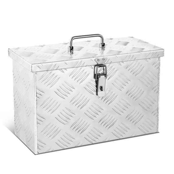 DNA Motoring 16"x7.5"x10" Aluminum Pickup Truck Trailer Trunk Bed Tool Storage Box w/ Top Handle
