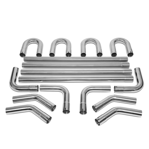 DNA Motoring 16Pcs 2.25"OD DIY Custom Stainless Steel Mandrel Exhaust Tube Bend Straight Pipe Kits