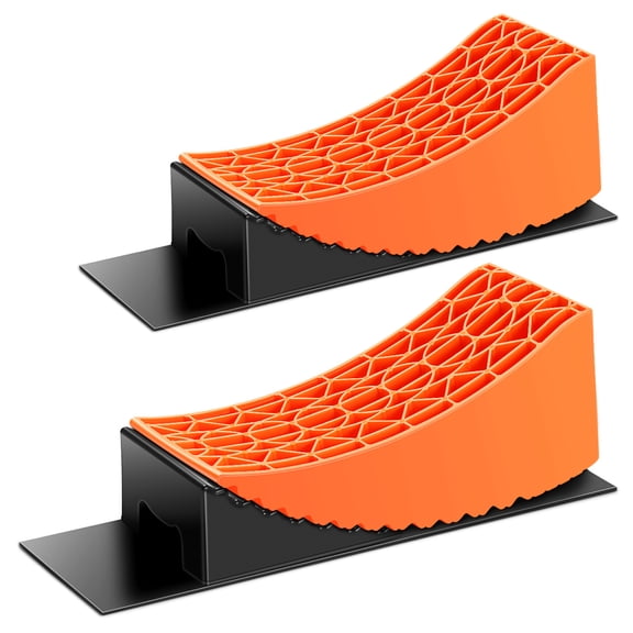 DNA Motoring 2 Pack RV Camper Travel Trailer Leveling Block Ramps w/ Mats & Chock & Carry Bag