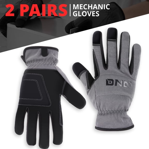 DNA Motoring 2 Pair Multi-Purpose Construction Gardening Utility Mechanic Work Gloves Gray