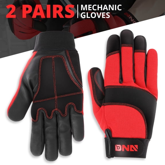 DNA Motoring 2 Pair Multi-Purpose Construction Gardening Utility Mechanic Work Gloves Red