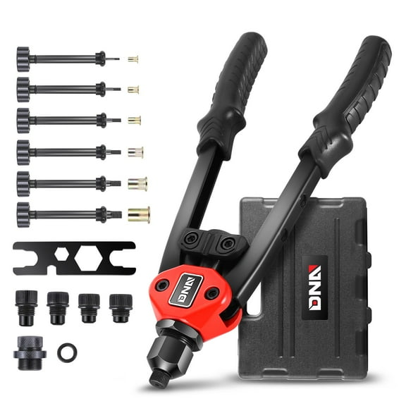 DNA Motoring 2-in-1 Heavy Duty 12" Wrench SAE Mandrels Metric Rivet Nut Gun Tool Set w/ Case