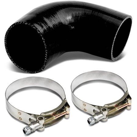 DNA Motoring 2" to 2.25" 90 Degree Elbow Reducer Silicone Hose Coupler 4PLY + 2x T-Bolt Clamps