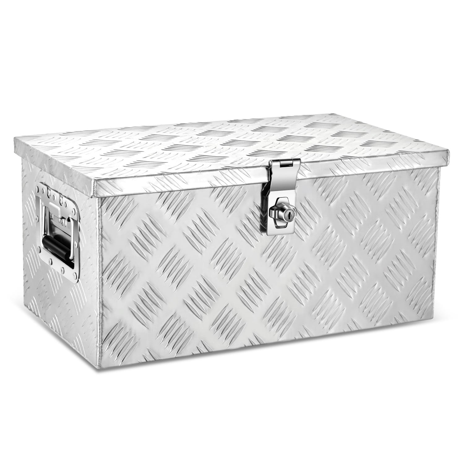 DNA Motoring 20"x10"x12" Aluminum Pickup Truck Trailer Trunk Bed Tool Storage Box w/ Side Handle
