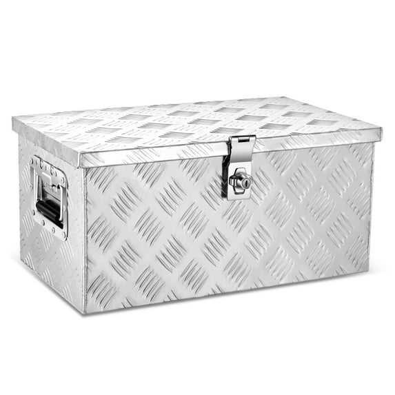 DNA Motoring 20"x10"x12" Aluminum Pickup Truck Trailer Trunk Bed Tool Storage Box w/ Side Handle