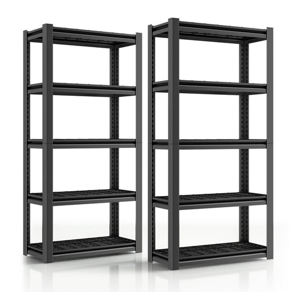 DNA Motoring 2Pcs Adjustable 5 Tier Metal Storage Shelves 3000lbs Heavy Duty Shelving, 72" H x 35.5" W x16"D