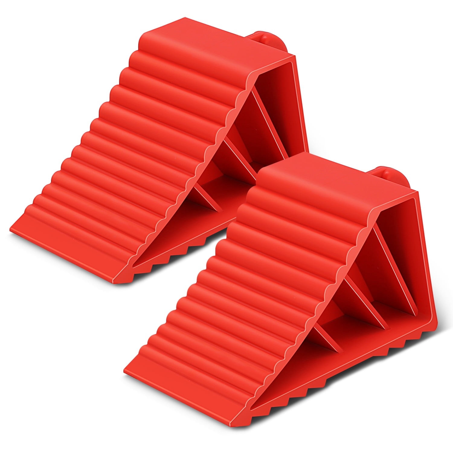 DNA Motoring 2Pcs Heavy Duty Wheel Chocks Tire Stopper Red w/ Handle ...