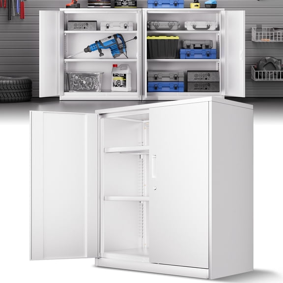 DNA Motoring 36" White Lockable Heavy Duty Metal Storage Utility Cabinet w/ Adjustable Shelve