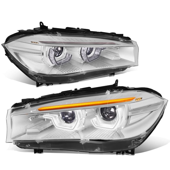 DNA Motoring 3D LED Start-Up Animation HID Projector Headlights w/o AFS for 14-19 BMW X5 X6