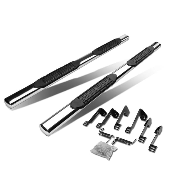 DNA Motoring 4" OD Oval Side Step Nerf Bars Running Boards for 99-14 Silverado 1500 2500 Crew Cab
