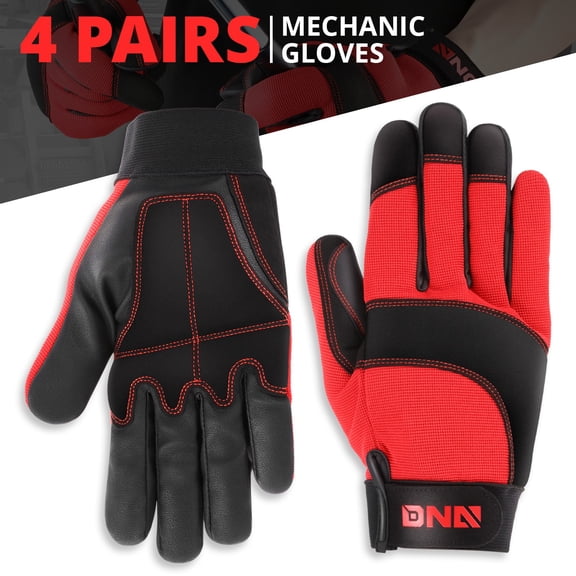 DNA Motoring 4 Pair Multi-Purpose Construction Gardening Utility Mechanic Work Gloves Red