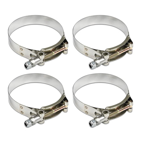 DNA Motoring 4 Pcs 2.25 Inch Stainless Steel T Bolt Clamp Turbo Intake Silicone Hose Clamp