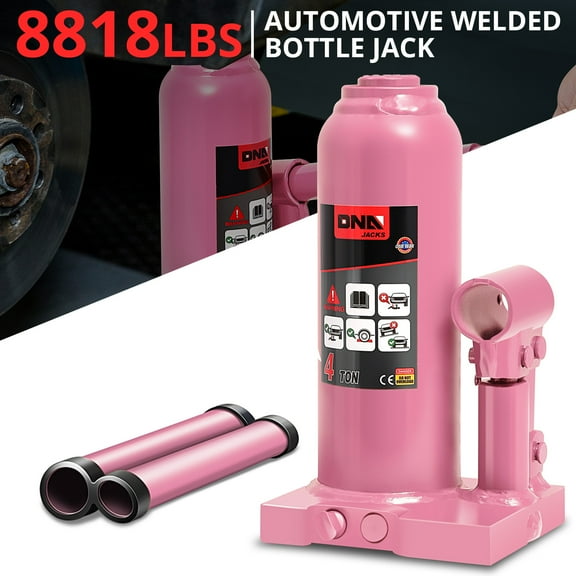 DNA Motoring 4 Ton Manual Hydraulic Trolley Welded Bottle Jack Car Automotive Lifting Pink
