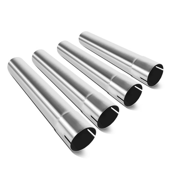 DNA Motoring 4Pcs 2.5" Custom 18" L Polished Stainless Steel Straight Exhaust Pipe Tube