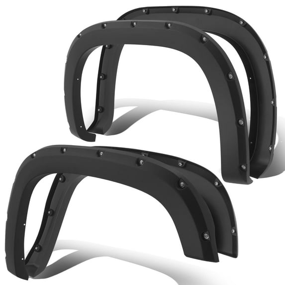 DNA Motoring For 07-14 GMC Sierra Fleetside Bed 4PCS Pocket Riveted Wheel Fender Flares Black