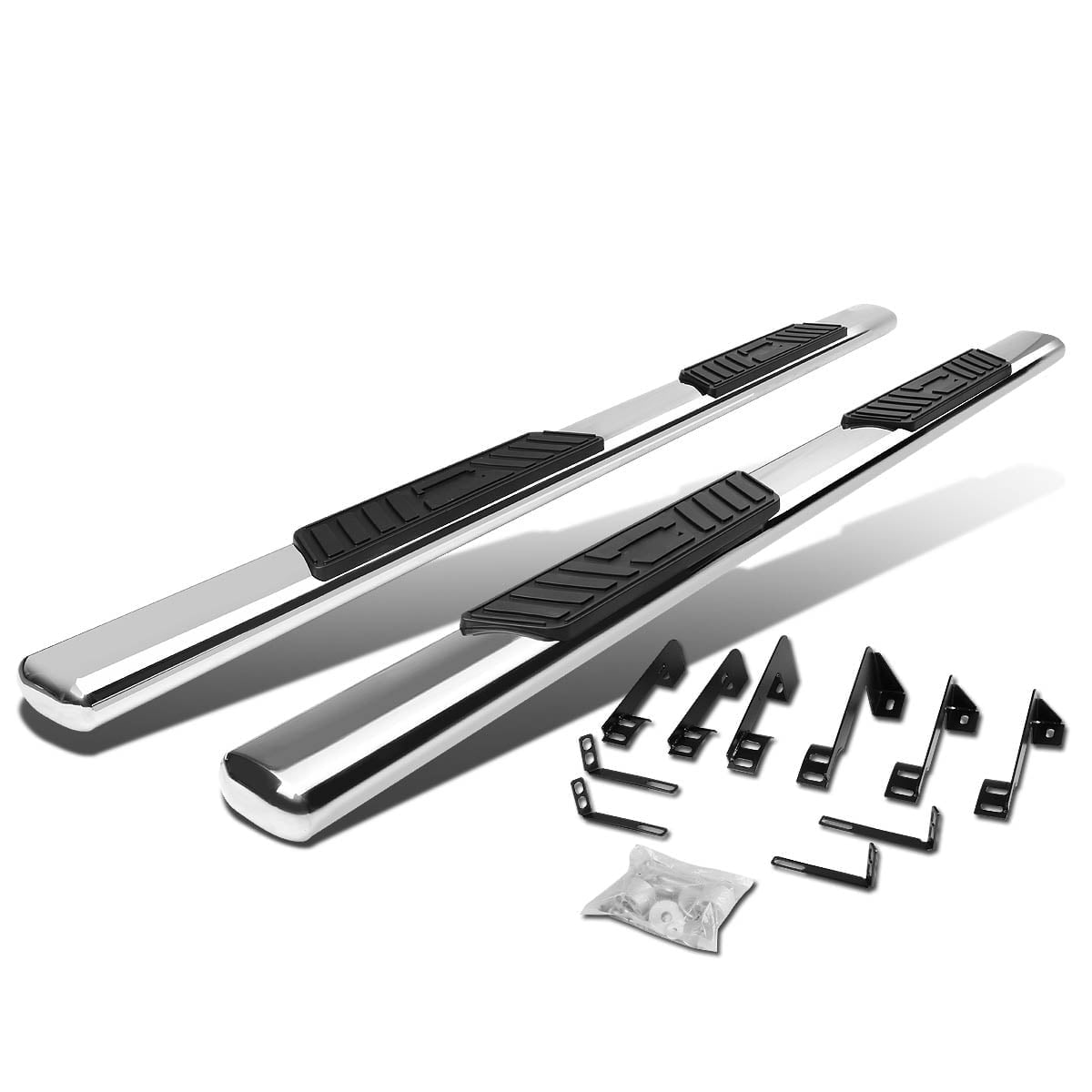 DNA Motoring 5" OD Chrome Side Step Nerf Bars Running Boards for 2001-2014 Chevy Silverado Crew Cab