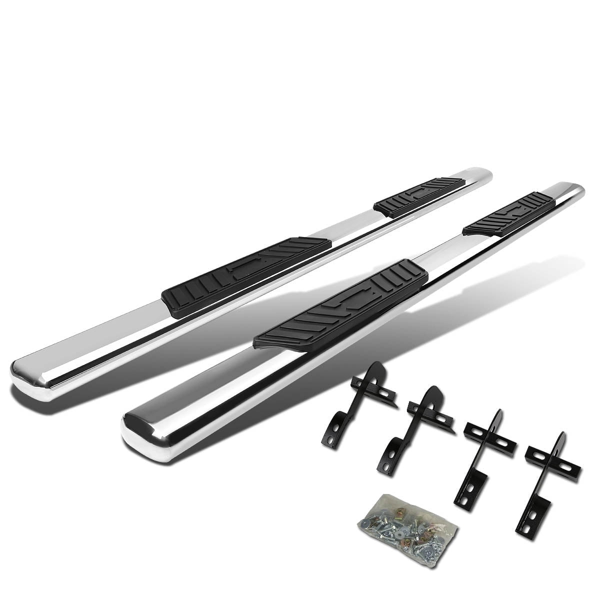 DNA Motoring 5" Oval Side Step Nerf Bars Running Boards for 2004-2008 Ford F150 Super Crew Cab