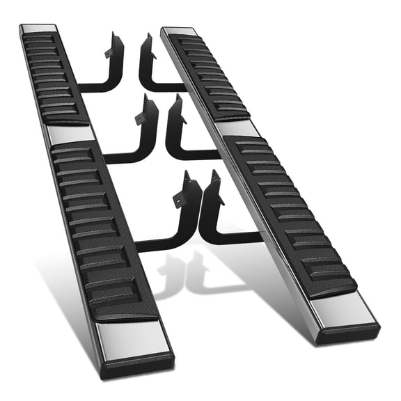 DNA Motoring 6.75 Inch Flat Running Boards Compatible with Nissan Titan King (Extended) Cab 2004-2024, Stainless Steel Side Steps Nerf Rails Bars