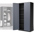 thumbnail image 1 of DNA Motoring 72" Gray/Black Lockable Metal Storage Wardrobe Cabinet w/Hanging Rod & 4 Shelves, 1 of 7
