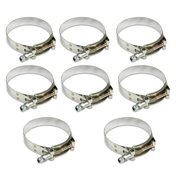 DNA Motoring 8 Pcs 2.25 Inch Stainless Steel T Bolt Clamp Turbo Intake Silicone Hose Clamp