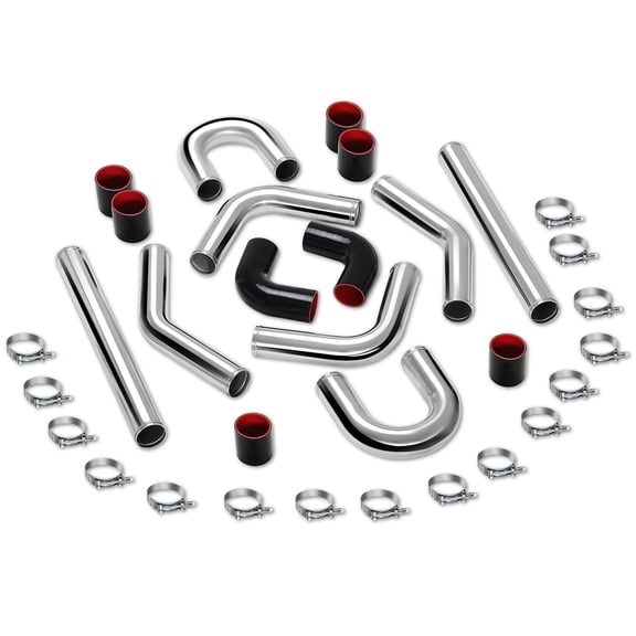 DNA Motoring 8 Pcs 90 180 Degree 2.5 Inch Aluminum Intercooler Intake Pipe Piping Tube Custom