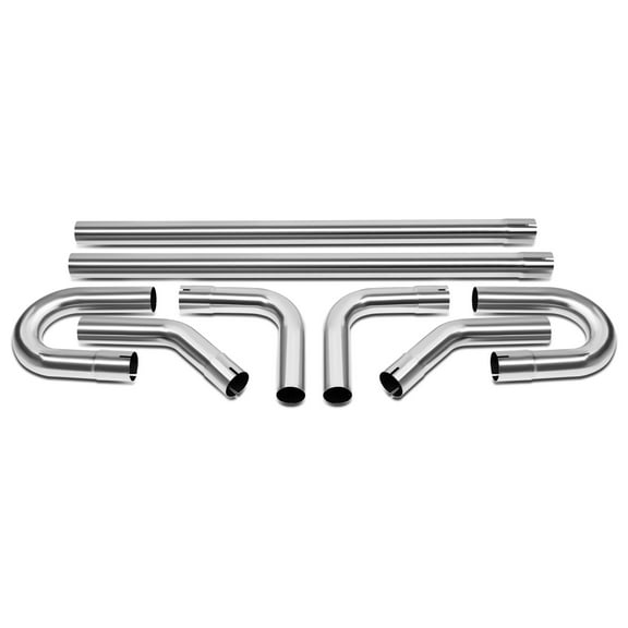 DNA Motoring 8Pcs 2"OD Stainless Steel Mandrel Bend Straight U-Bend Custom Exhaust Pipe Kit