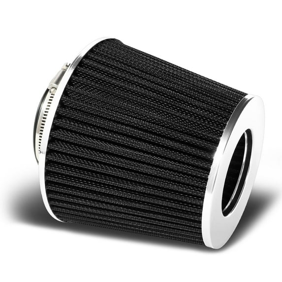 DNA Motoring AF-3-001-BK 3" Performance Racing High Flow Air Intake Dry Cone Black Rubber Filter+Clamp