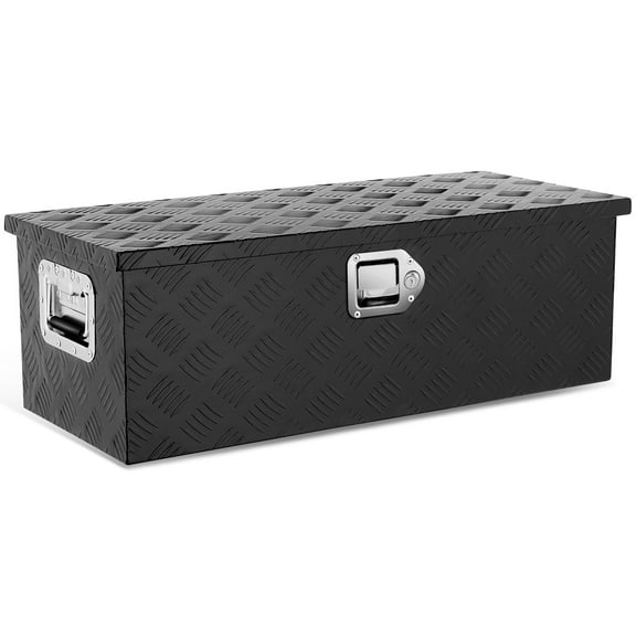 DNA Motoring 30"x13"x10" Aluminum Tool Box Pickup Truck Bed RV Trailer Storage w/Lock & Key Black