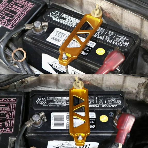 DNA Motoring BATT-SHORT-GD 145mm/170mm Billet Aluminum Battery Tie Down Mount Bracket (Gold)