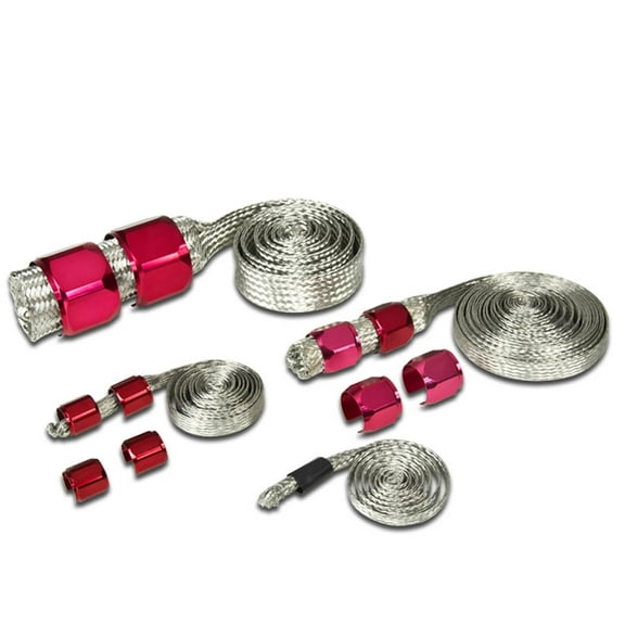 DNA Motoring BH-RD BRAIDED STAINLESS STEEL VACUUM/FUEL/RADIATOR/OIL LINE DRESS-UP HOSE COVER RED