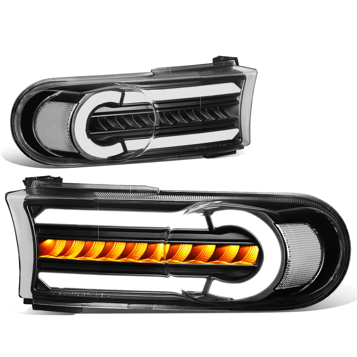 DNA Motoring BL-LB-FJC07-BK-CL1 For 2007 to 2014 Toyota FJ Cruiser Pair LED DRL+Sequential Turn Signal Front Bumper Light Corner Lamps Black/Clear 08 09 10 11 12 13