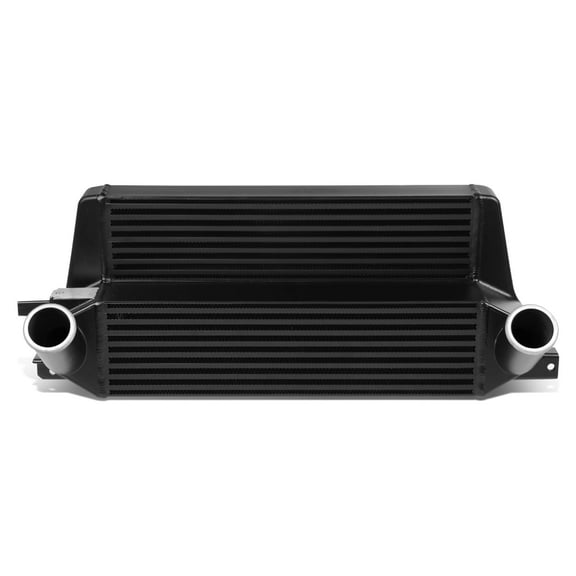 DNA Motoring FMIC Stepped Bar & Plate Black Racing Front Mount Intercooler For 15-23 Ford Mustang 2.3L Ecoboost