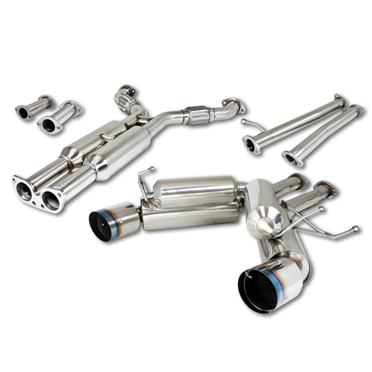 DNA Motoring Catback Exhaust 4.5" Dual Burnt Tip Muffler for 03-09 Nissan 350Z 03-07 Infiniti G35 Z33