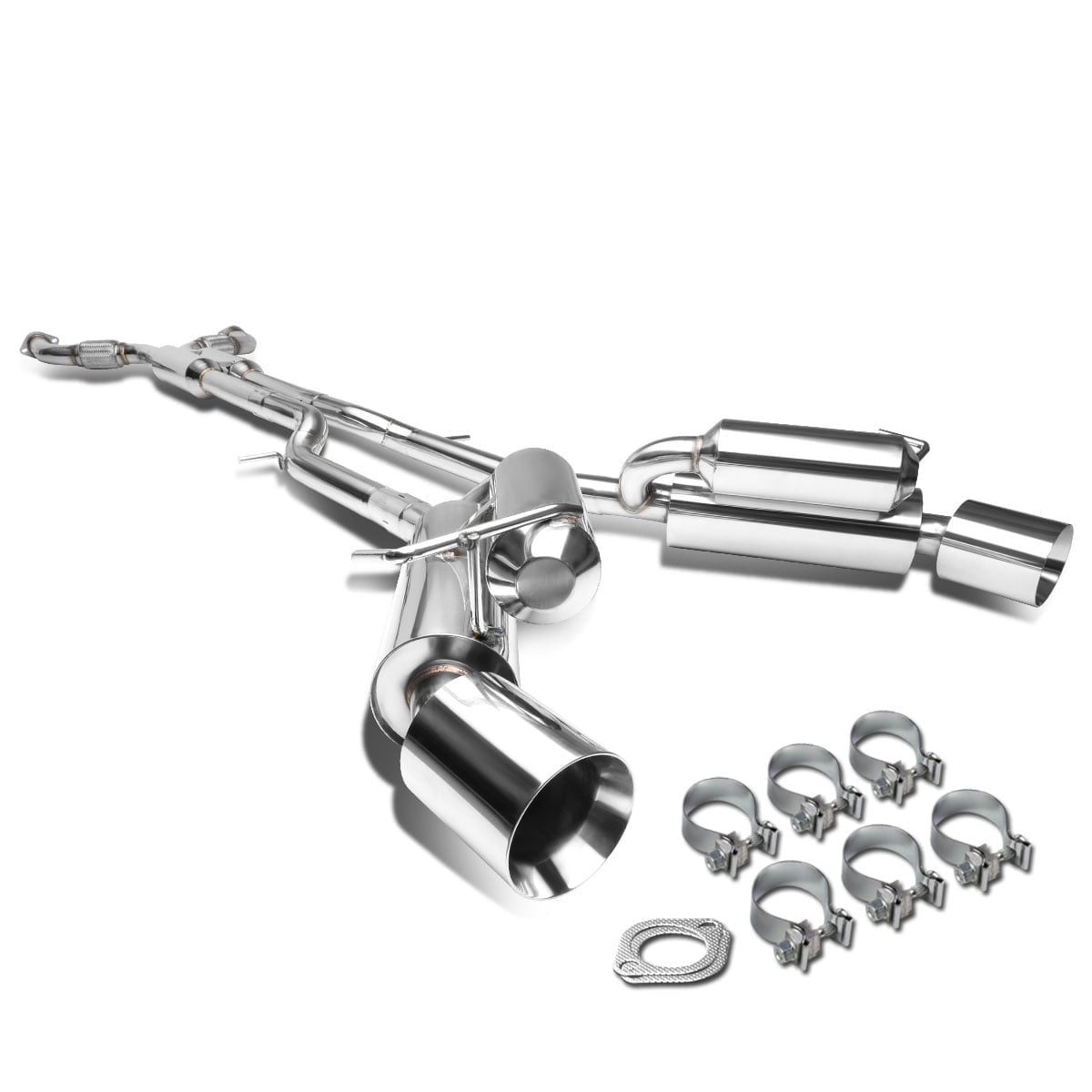 DNA Motoring For 09-20 Nissan 370Z Z34 Dual Muffler 4.5" Rolled Tip Catback Exhaust System Slip Fit