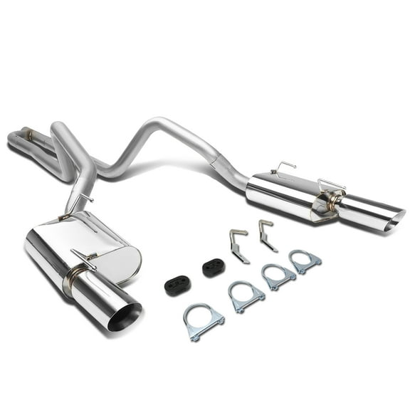 DNA Motoring CBE-FM05-40L For 2005 to 2010 Ford Mustang 2.5" Outlet 4" OD Dual Round Cut Muffler Tip Catback Exhaust System