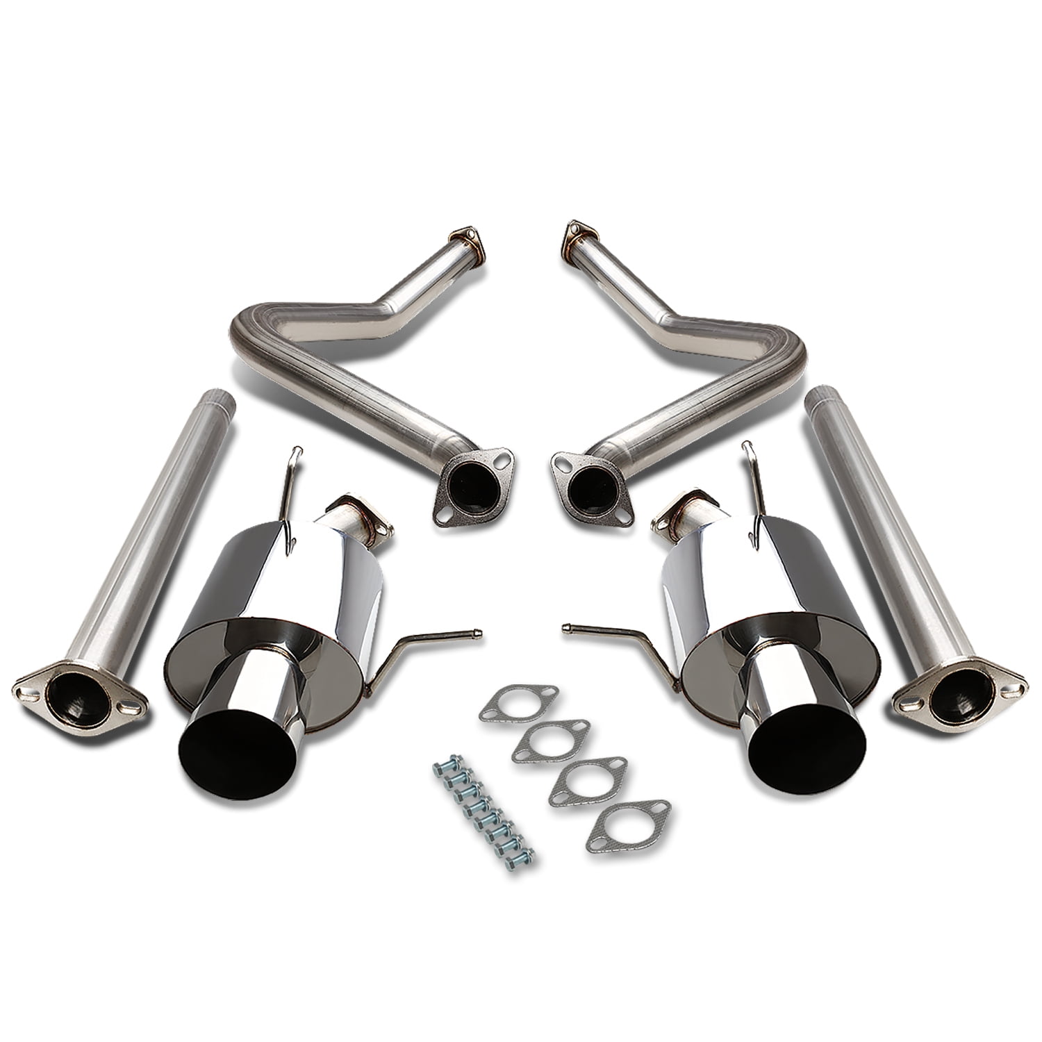 DNA Motoring For 11-14 Ford Mustang 3.7L V6 Dual 4" Muffler Stainless Steel Catback Exhaust Upgrade Kit