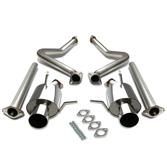 DNA Motoring For 11-14 Ford Mustang 3.7L V6 Dual 4" Muffler Stainless Steel Catback Exhaust Upgrade Kit