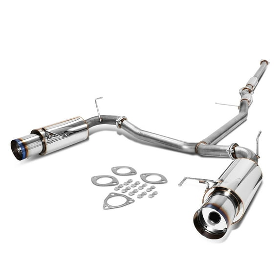 DNA Motoring For 98-02 Honda Accord 3.0L V6 Dual Muffler Racing Cat-Back Exhaust Titanium Style Tip
