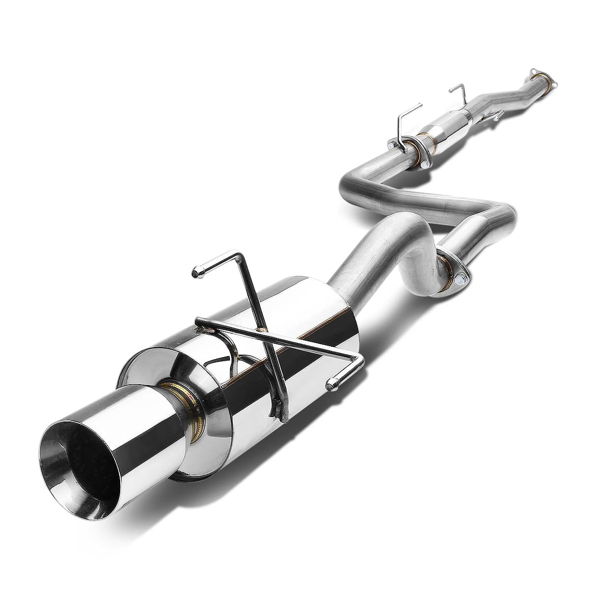 DNA Motoring For 1996-2000 Honda Civic 3DR Hatchback 4" Rolled Muffler Tip Exhaust Catback System