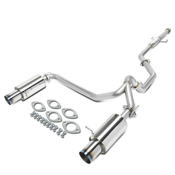 DNA Motoring CBE-HT07V6-BT For 2007 to 2008 Tiburon 2.7L 4" Round Dual Burnt Tip Muffler Racing Catback Exhaust w/Removable Silencer