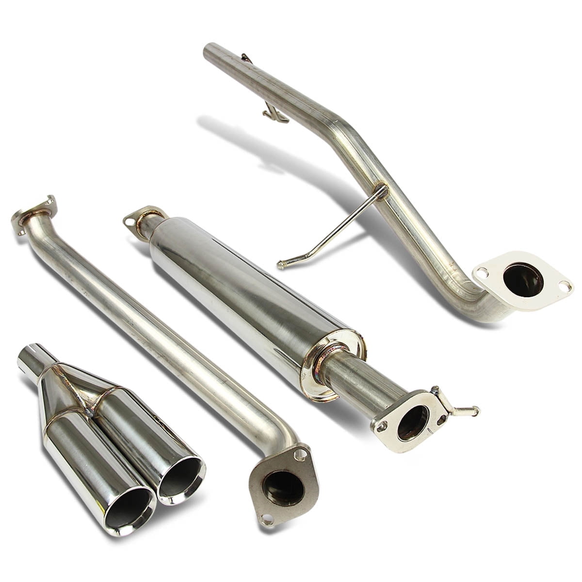 DNA Motoring For 06-11 Kia Rio Stainless Steel Catback Exhaust System Dual Muffler Tip Upgrade Kit