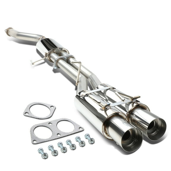 DNA Motoring CBE-NS13-D For 1989 to 1994 Nissan 240SX 3.5" Dual Round Muffler Tip Catback Exhaust System 90 91 92 93