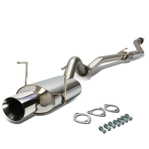 DNA Motoring CBE-OE-HC02SI-NRT 4" Muffler Rolled Tip Racing Catback Exhaust System For 2002 to 2005 Honda Civic Si Ep3