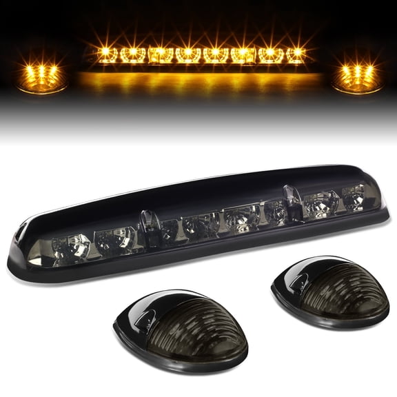 DNA Motoring For 02-07 Silverado Sierra 3Pcs Smoked Housing Yellow LED Cab Roof Running Light Lamps