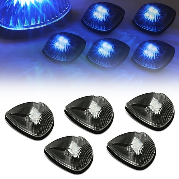 DNA Motoring CBL-DR94-BK-B For 1994 to 1998 Dodge Ram 1500 2500 3500 BR 5 X LED Cab Roof Top Lights (Black Housing Blue LED) 95 96 97