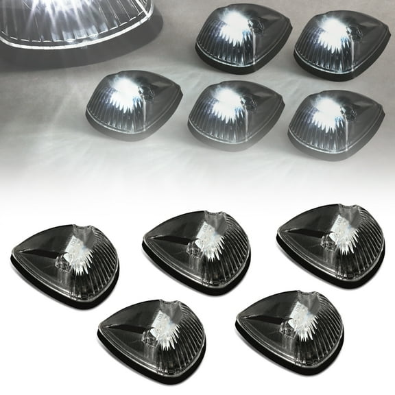 DNA Motoring CBL-DR94-BK-W For 1994 to 1998 Dodge Ram 1500 2500 3500 BR 5 X LED Cab Roof Top Lights (Black Housing White LED) 95 96 97