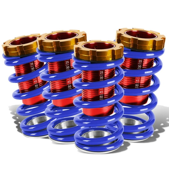 DNA Motoring COIL-HC88-T11-BL For 1988 to 2001 Civic / CRX / Del Sol / Integra Aluminum Scaled Coilover Kit (Blue Springs Red Sleeves) 92 93 94 95 96 97 98 99 00