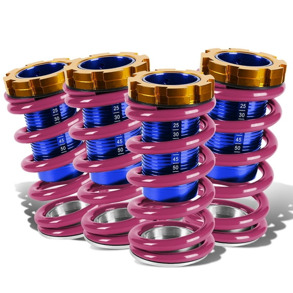DNA Motoring COIL-HC88-T22-PP For 1988 to 2000 Civic / CRX / Del Sol / Integra Aluminum Scaled Coilover Kit (Purple Springs Blue Sleeves) 00 99 98 97 96 95