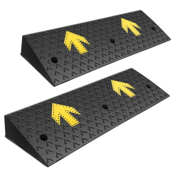DNA Motoring Cars/Motorcycles/Wheelchair 4.3" Rise Rubber Loading Threshold Curb Ramp 2Pc